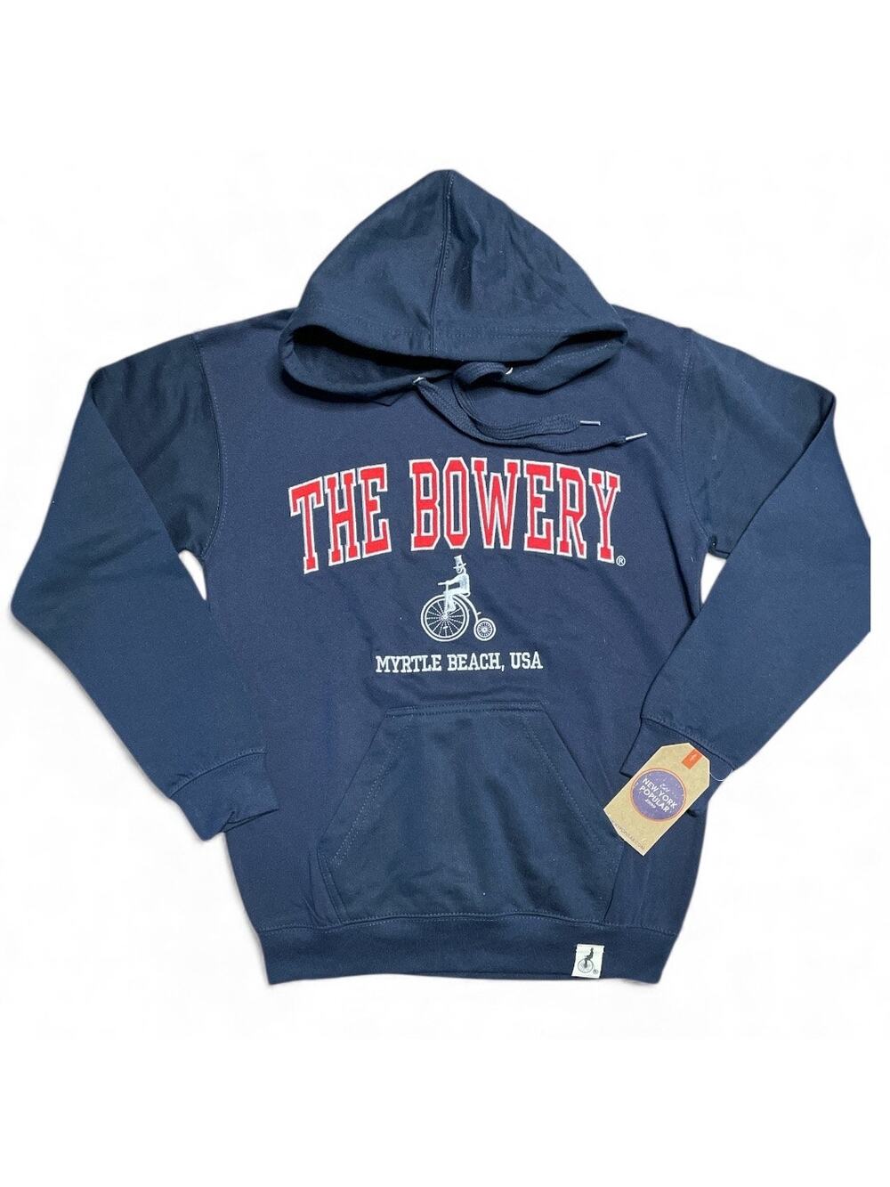 The Bowery Pullover Hoodie Sweatshirt in Navy size Small